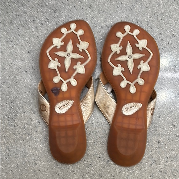 Born Tan Sandals with Silver Floral Accents - Picture 2 of 2